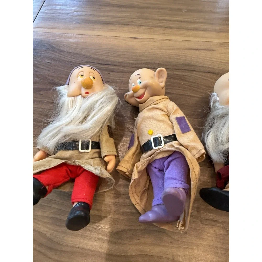 Vintage Disney Snow White Seven Dwarfs Sleepy Dopey Grumpy Lot Of 3 Dolls 6